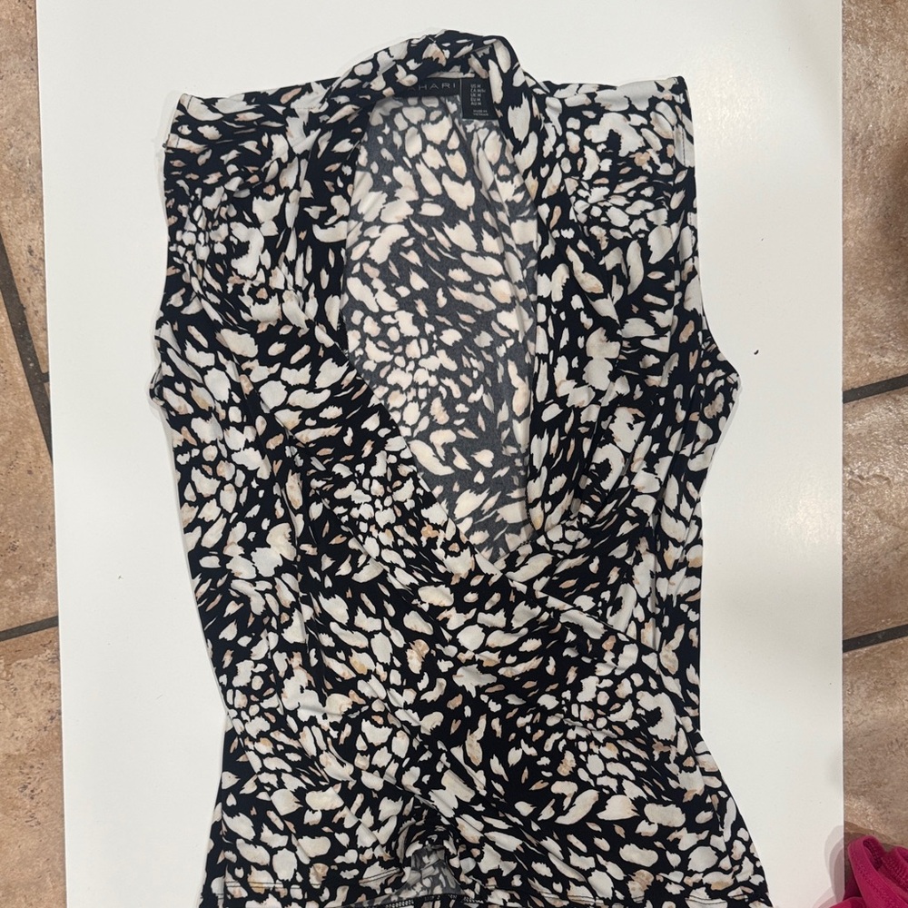 New York & Company Black and Cream Blouse